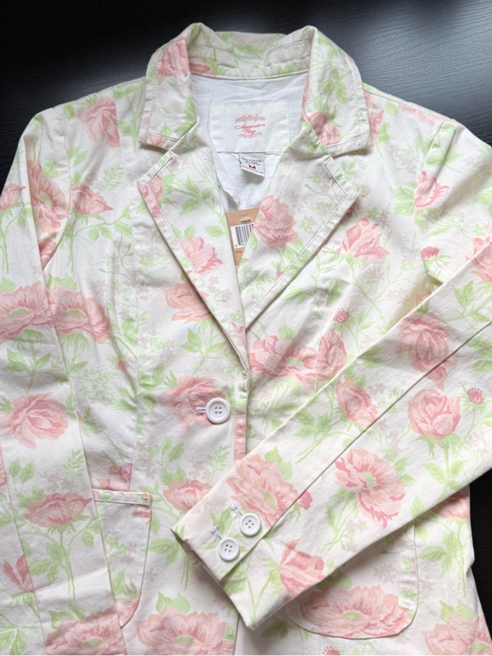 American Rag Floral Blazer Jacket NWT Medium Pink Rose Cottagecore - Picture 9 of 11